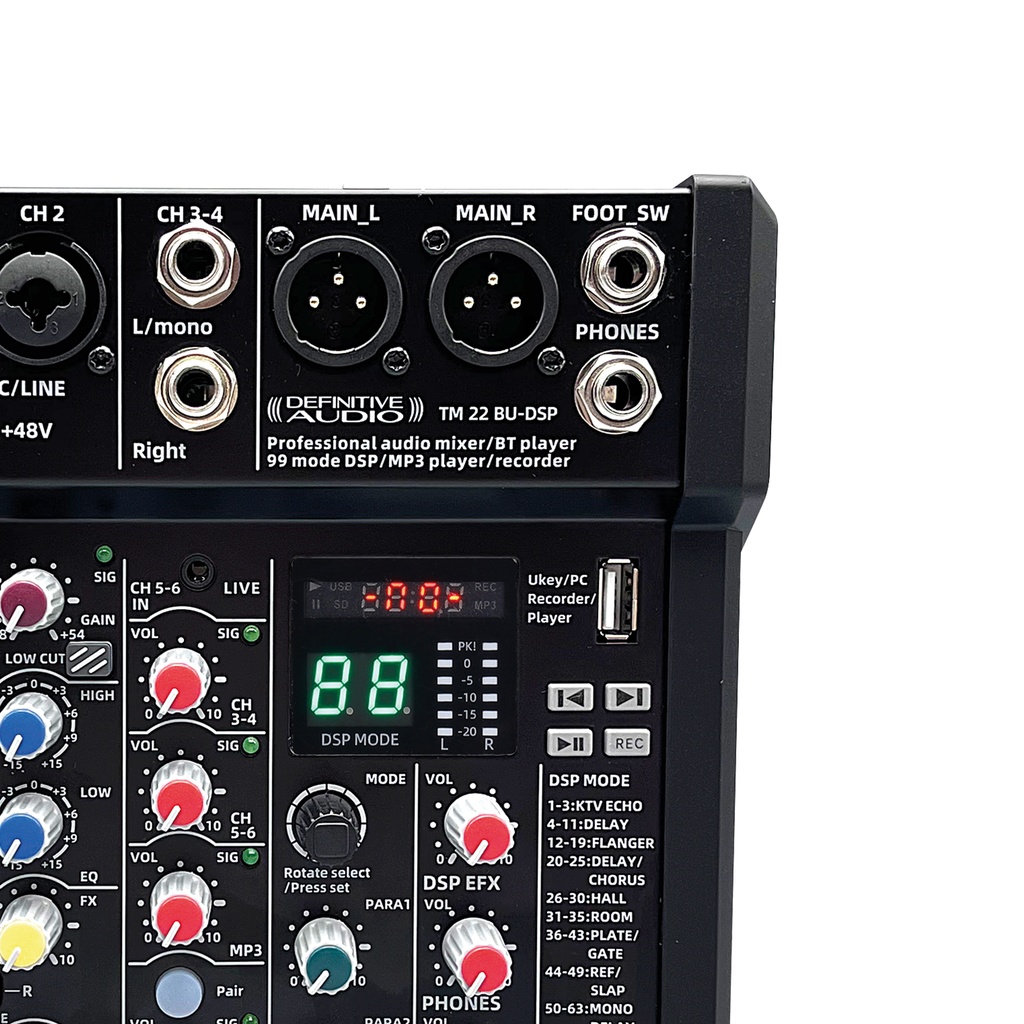 MIXER DEFINITIVE AUDIO TM22 BU DSP