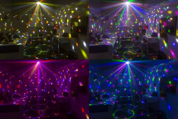 JEU DE LUMIERE BEAMZ MINI STAR BALL DMX 9 COULEURE IRC