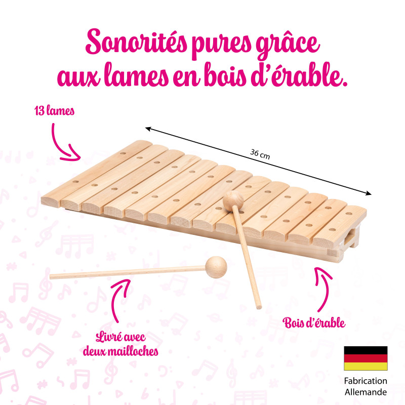 XYLOPHONE 13 LAMES ERABLE+ 2 MAILLOCHES