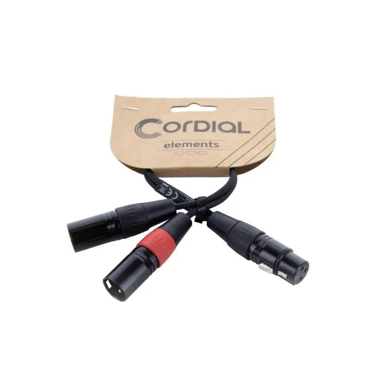 CABLE CORDIAL Y XLR MALE X2 XLR FEMELLES 30CM