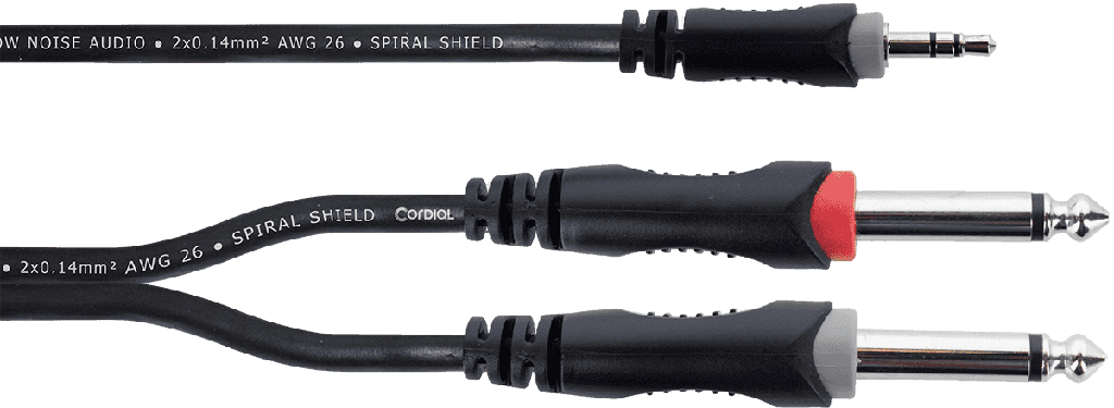 CABLE CORDIAL 2 JACKS MONO 6.35/1 MINI JACK 3.6 MALE STEREO 3m