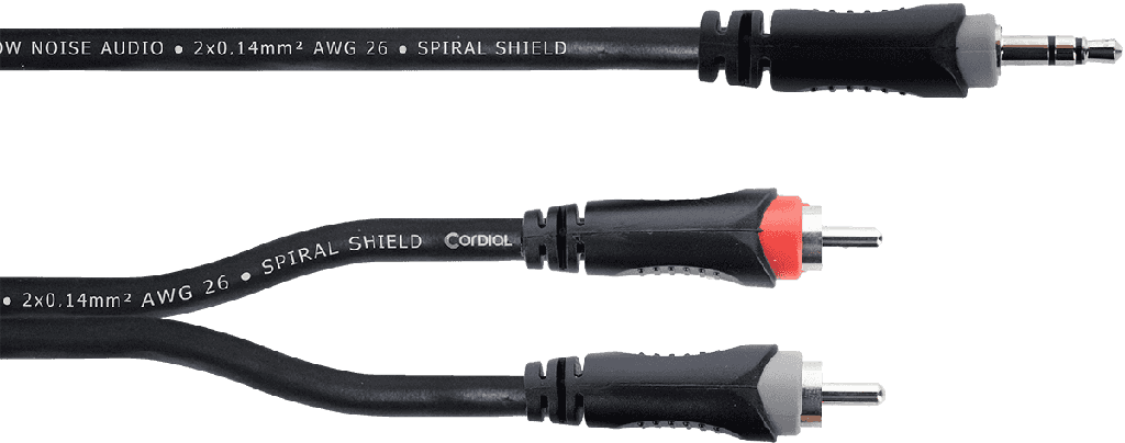 CABLE CORDIAL MINI JACK STEREO/2 RCA MALES