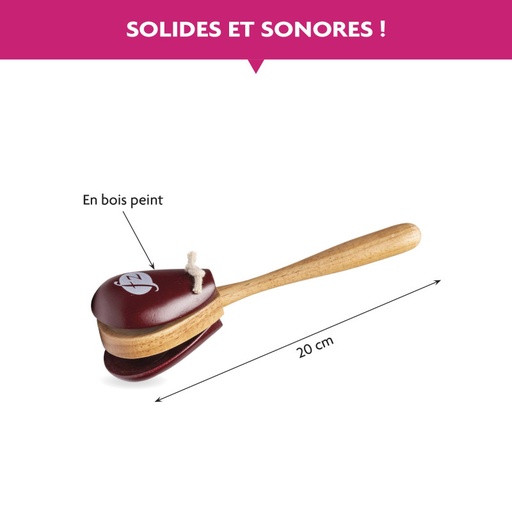 [70774] CASTAGNETTES A MANCHE 20CM FUZEAU
