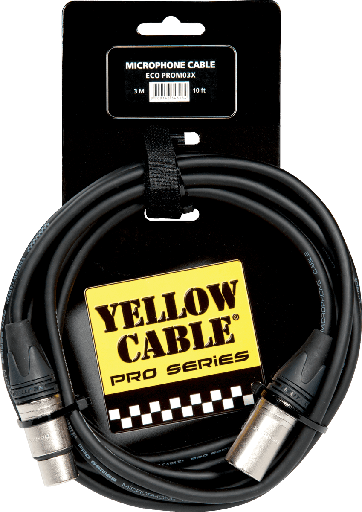 [PROM03X] YELLOW CABLE FICHE Neutrik - XLR mâle/XLR femelle 3m