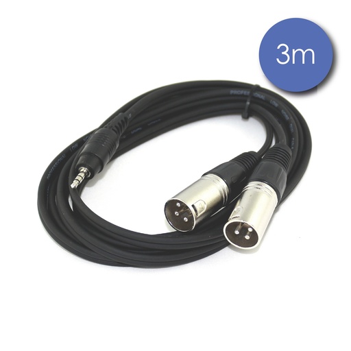[CAB 2119-3] POWER CABLE MINI JACK STEREO Mâle/ XLR 3 PIN Mâle 3M