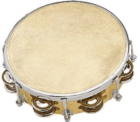 [3991] FUZEAU TAMBOURIN PEAU NATURELLE 20CM + CYMBALETTES